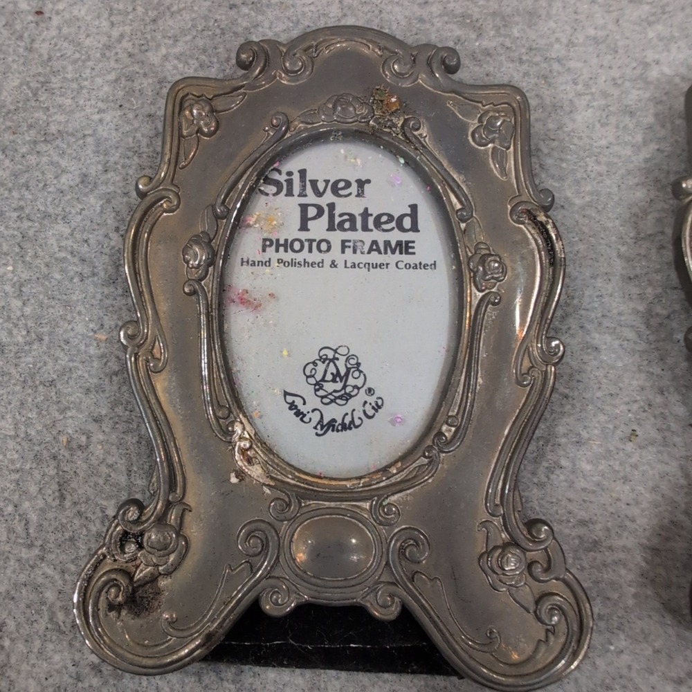 Loui Michel & Cie Silver Plated Art Nouveau Mini Photo Frames Set of 2 Floral - Picture 3 of 6